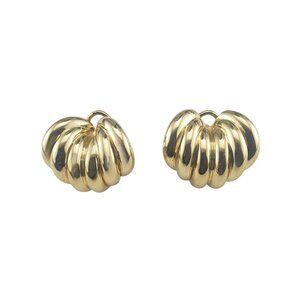 14 Karat Yellow Gold Ridged Earrings #19663